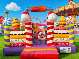 Château gonflable Candy Play Land avec toboggan pour enfants, en PVC, avec souffleur - Product Image 4