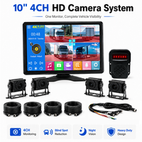 Monitor Mobil AI BSD Layar Sentuh 10.1 Inci Sistem Kamera Truk 4 Kanal 1080P AHD dengan Alarm Buzzer DVR Tampilan 360