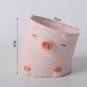Decorative Knick-knacks Cute Ceramic Duck <strong>Pig</strong> Succulent Plant Pot Cartoon Animal <strong>Planter</strong> for Table Decoration Bookself Balcony - Product Image 4
