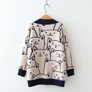 Nouveau Cardigan en Maille Jacquard Ours pour <span class=keywords><strong>Femme</strong></span> Automne/Hiver 2026 – <span class=keywords><strong>Pull</strong></span> Ample et Décontracté - Product Image 3