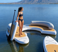 Canapé flottant gonflable en forme de C, fauteuil de relaxation aquatique gonflable, île flottante ronde pour la baignade, plateforme flottante gonflable