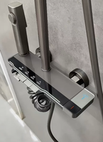 Ensemble de douche de luxe en laiton poli de haute qualité, modes de distribution d'eau multifonctionnels, interrupteur à touches piano, éclairage d'ambiance
