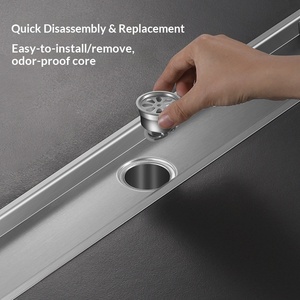 Custom Cross-border Saint Paul Stainless Steel Rectangular Floor Drain 0 Water Seal Height Anti-Odor Long Hidden Design - Product Image 2