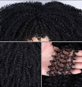 Courte Perruque Afro Crépue Synthétique Bouclée Avec Frange Afro Ondulée Torsadée Naturelle Résistante à la Haute Température Pour Femmes Noires - Product Image 4