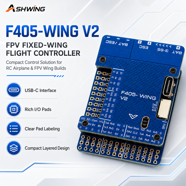 F405-WING V3 FPV Flight Controller Fixed Wing Drone FC with STM32F405 USB-C ArduPilot INAV Compatible for RC UAV