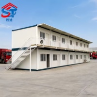 Bâtiment de camping à deux étages, maison conteneur préfabriquée pliable de 20 pieds, long dortoir, bureau, en acier isolé, personnalisable en vrac, OEM ODM