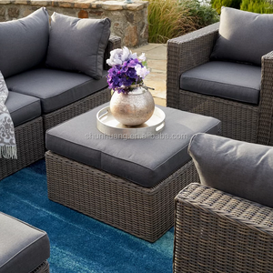 Promocional diseño moderno Patio PE ratán jardín sofá seccional muebles al aire libre 5 uds mimbre esquina <span class=keywords><strong>Modular</strong></span> sofá conjunto - Product Image 5