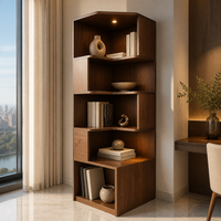 Étagères d'angle personnalisées en noyer, bibliothèques matricielles, solutions de rangement pour la maison, mobilier complet pour toute la maison, OEM