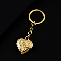 Ensemble de porte-clés Ywyougang en forme de cœur fleuri, 4 couleurs, porte-clés en métal avec insert photo, pendentif cœur pour sac, cadeau