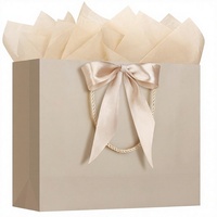 Juego de Bolsas de Regalo Color Dorado Champán, Bolsa de Papel para Compras con Papel de Seda y Tarjeta de Felicitación para Bodas y Comercios