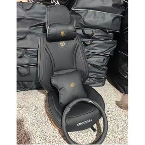 Housse de siège de voiture de luxe en cuir PU pour Cadillac Escalade, ensemble complet 5 places, noir, broderie fine, surpiqûres rouges, garantie 1 an - Product Image 3