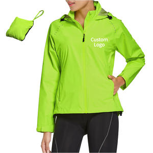 Veste de randonnée, de cyclisme et de course à pied unisexe coupe-vent imperméable réfléchissante pliable légère à fermeture éclair avec capuche Logo personnalisé - Product Image 1