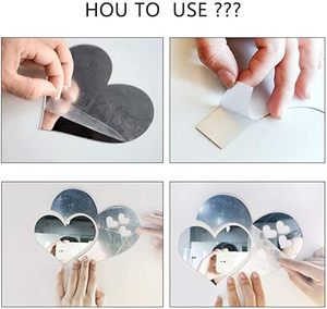 Nueva llegada elegante práctica personalizada acrílico corazón espejo pared Calcomanía para sala de estar - Product Image 6