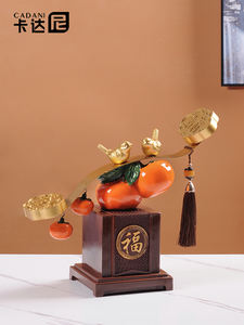 Escultura de Resina Epoxi con Diseño Ruyi Estilo Arte Folclórico Chino, Figura Decorativa de Caqui, Artesanía para Sala de Estar, Entrada o Vinoteca - Product Image 2