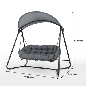 Fauteuil suspendu double d'extérieur avec auvent, structure en acier, <span class=keywords><strong>hamac</strong></span> de jardin rembourré en polyester 180g de qualité 6 avec colorfastness, pour villa - Product Image 5