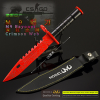 CSGO M9 baïonnette Crimson Web 26CM poignard en métal avec gaine en cuir gravé armure tactique artisanat modèle militaire à collectionner
