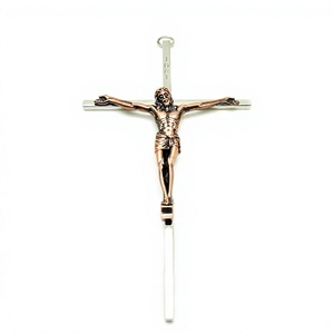 Croix de jésus, Crucifix en métal, suspendu avec jésus, église religieuse, INRI - Product Image 2