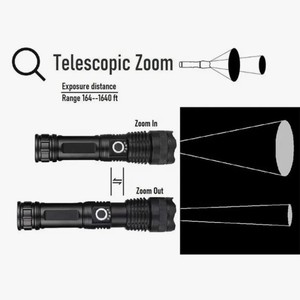 Clover XHp50 USB Có Thể Sạc Lại Chiến Thuật Đèn Pin <span class=keywords><strong>300</strong></span> Cao <span class=keywords><strong>Lumens</strong></span> 5 Chế độ Zoom <span class=keywords><strong>Torch</strong></span> Hợp Kim Nhôm Mạnh Mẽ Nhất <span class=keywords><strong>Torch</strong></span> - Product Image 5