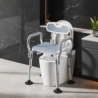 Chaise de douche et de toilette 2-en-1 en alliage d'aluminium, hauteur réglable, pliable, légère, portable, robuste, capacité de 136 kg/300 lb