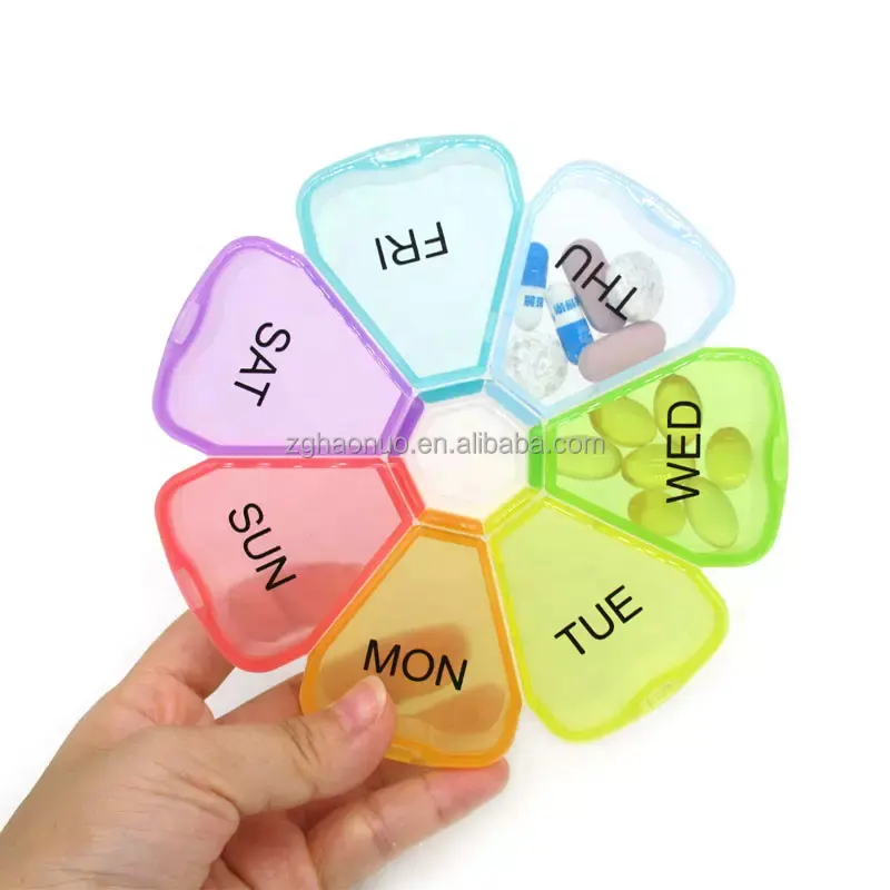 7 Petal Colorful Pill Box Weekly Pill Organizer 2 Times A Day 7 Detachable Pill Case For Home   Travel