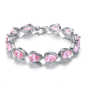 Placcato in lega di rame e platino gioielli di cristallo in argento gioiello strappo con strappo a goccia gioiello elegante da donna bracciale - Product Image 2