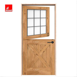 Alland Cina pintu pengocok kayu Desain unik utama baru Interior pintu kayu padat depan kustom untuk rumah dengan kaca - Product Image 5