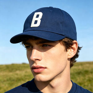 Casquette personnalisée en feutre avec patch, faible MOQ, OEM ODM, lettre B brodée, marron bleu, casquette de papa non structurée à 6 panneaux pour hommes - Product Image 3