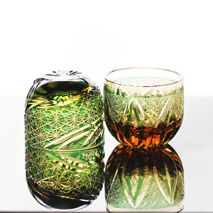 Vaso de whisky estilo Edo Kiriko hecho a mano, verde, 240 ml, con cubierta de cristal, vasos de chupito de sake de 60 ml para regalos - Product Image 5
