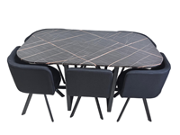 Ventes chaudes et prix les plus bas 6 chaises en tissu de lin avec 1 ensemble de table pour restaurant de restauration rapide et bar Salle à manger à domicile