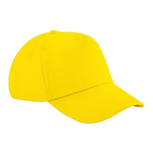 Casquette de baseball unisexe en coton jaune, 6 panneaux, réglable, couleur unie, style décontracté - Product Image 1