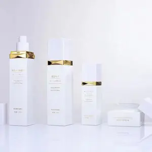 individuelles Design weißes Hautpflege-Set quadratische Glasflaschen und Gläser luxuriöses Kosmetik-Gehäuse-Set 30 ml Glas-Tropfflasche