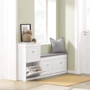 Lối vào đồ nội thất bằng gỗ Giày Rack hiển thị trắng giày băng ghế dự bị lưu trữ tủ giày cho đồ nội thất nhà với ngăn kéo - Product Image 2