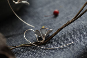 Серьги-кольца с длинными подвесками-цветами из стерлингового серебра 925 пробы, тайское производство, элегантные ювелирные изделия, бесплатная доставка - Product Image 6