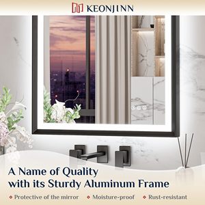 Espejo de Baño LED Negro Moderno con Iluminación Frontal y Trasera, Antivaho, Marco Biselado, 3 Opciones de Color - Product Image 6
