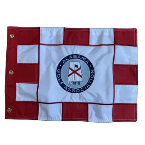14 "X 20" Banderas de agujero de <span class=keywords><strong>golf</strong></span> Rojas amarillas de codicia bordadas de alta calidad con inserto de tubo - Product Image 1