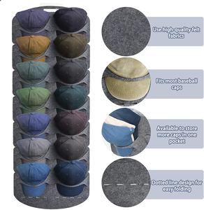 Espositore per cappelli da Baseball in feltro grigio per appendere l'armadio a parete della porta - Product Image 2