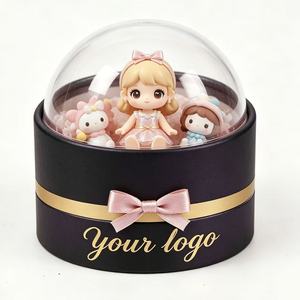 <b>Custom</b> Round Paper Tube Gift Box With Gold Foil Logo And Pink Bow For <b>Doll</b> Toys Packaging - Product Image 2