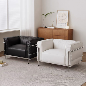Chambre à coucher d'hôtel de luxe salon fauteuil de loisirs cuir synthétique chaise d'appoint moderne noir bureau à domicile salle à manger - Product Image 6
