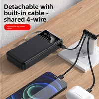 YM-489 Batterie externe multi-ports ultra-fine et légère 20000 mAh à chargement rapide avec 4 câbles intégrés Micro USB, support de téléphone et cordon – Meilleure vente