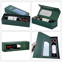 Caja de Regalo para Vino Portátil y Reciclable de Primera Calidad, Caja Rígida de Papel para Botellas de Whisky con Ventana, Caja para Exhibición de Vino
