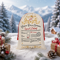 Sac de Noël en toile avec cordon de serrage, motif Père Noël, pour livraison express Polaire, idéal pour cadeaux de Noël et rangement