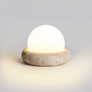 Cream Colored Rechargeable Night Light For Bedroom Nursery With <b>Remote</b> <b>Control</b> Yellow Travertine Base 220V - Product Image 1