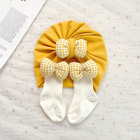 Gorro de algodón para recién nacidos, conjunto de diadema, accesorios suaves para bebés, niñas y niños de 0 a 12 meses, conjunto de manoplas y calcetines