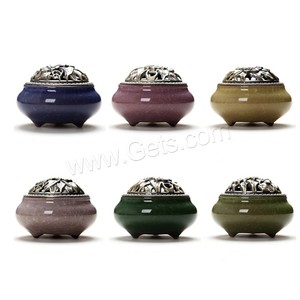 Porte-encens et brûleur en laiton antique plaqué couleur, en porcelaine avec alliage de zinc, 100x72mm 74mm 1250253, vente en gros - Product Image 2