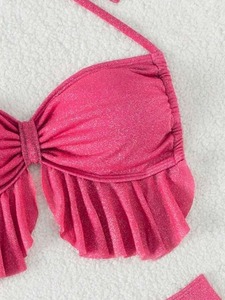 Maillot de bain deux pièces sexy rose à volants et dos nu, style européen et américain, collection Premium 2026, pour femme, idéal spa et vacances, vente en gros - Product Image 5