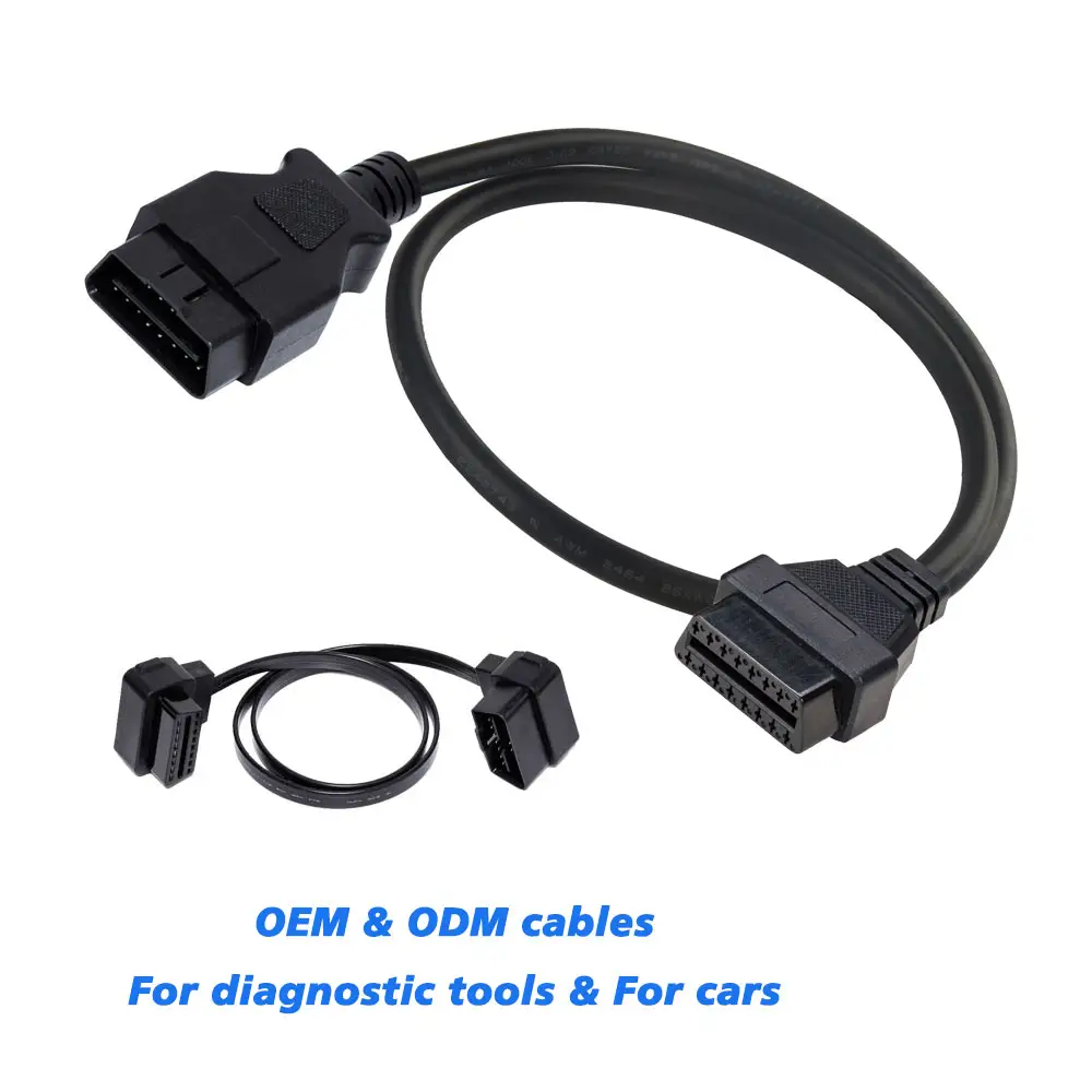 Cable adaptador de diagnóstico de coche, convertidor de extensión OBD II personalizado J1962 macho a hembra, venta al por mayor de fábrica