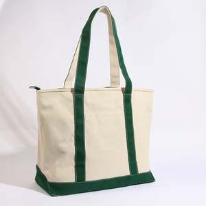 Sac fourre-tout en toile de coton recyclable personnalisé avec poignée en corde, fermeture éclair, poche, logo imprimé, couleur naturelle - Product Image 6
