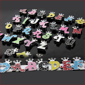 Vòng Tay Charm Trượt Bằng Da Bán Buôn Tự Làm Thời Trang Blues Vòng Tay Charm Hình Hoa Trái Tim Vương Miện 10Mm Bằng Hợp Kim Kẽm Quyến Rũ Thanh Trượt - Product Image 4