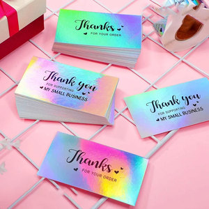 Tùy Chỉnh 300gsm Giấy Tráng Holographic <span class=keywords><strong>In</strong></span> Ấn Sáng Bóng Cảm Ơn Bạn Thẻ Mua Cho Doanh Nghiệp Nhỏ - Product Image 1