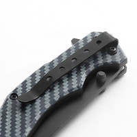 Couteau de poche pliant à manche ABS, lame noire, verrouillage Liner Lock, couteau tactique EDC avec brise-vitre et clip ceinture